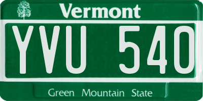 VT license plate YVU540