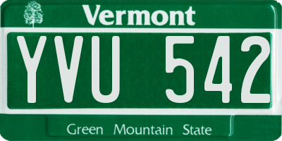 VT license plate YVU542