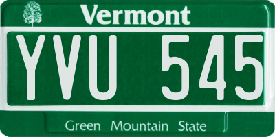 VT license plate YVU545