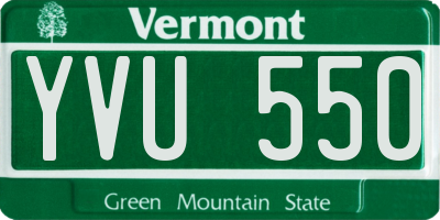 VT license plate YVU550