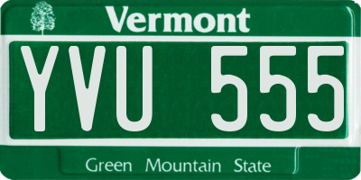 VT license plate YVU555