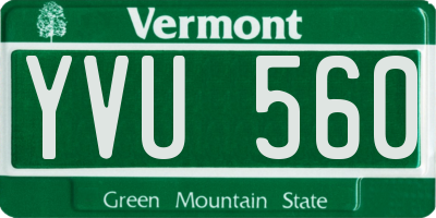 VT license plate YVU560
