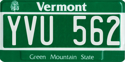 VT license plate YVU562