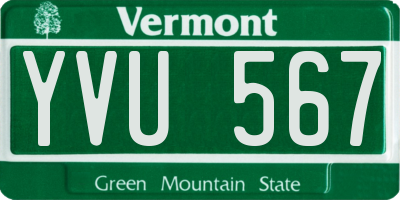 VT license plate YVU567