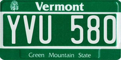 VT license plate YVU580