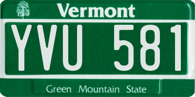 VT license plate YVU581