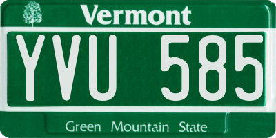 VT license plate YVU585