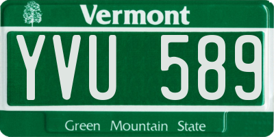 VT license plate YVU589