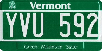 VT license plate YVU592