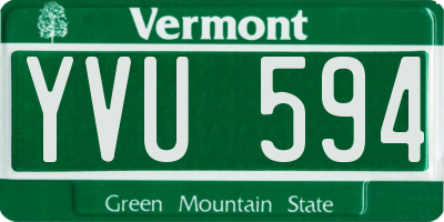 VT license plate YVU594