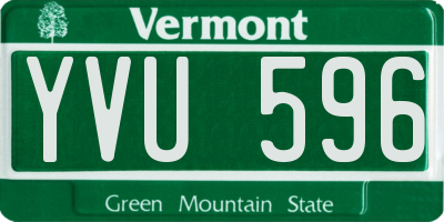 VT license plate YVU596