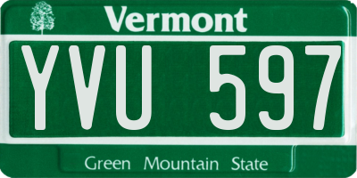 VT license plate YVU597