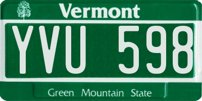 VT license plate YVU598