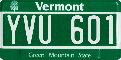 VT license plate YVU601