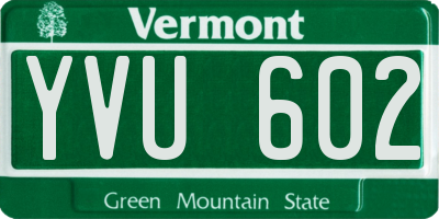 VT license plate YVU602