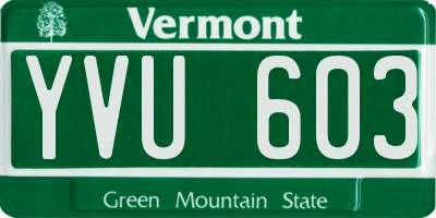 VT license plate YVU603