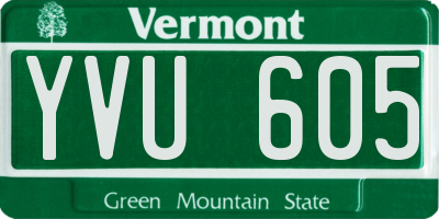 VT license plate YVU605
