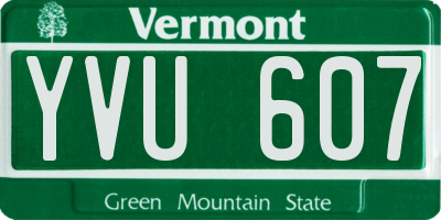 VT license plate YVU607