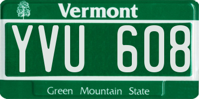 VT license plate YVU608