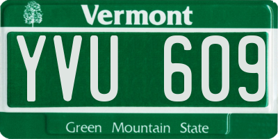 VT license plate YVU609
