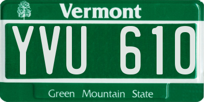 VT license plate YVU610