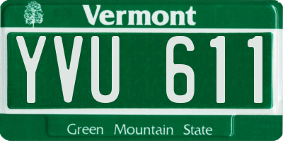 VT license plate YVU611