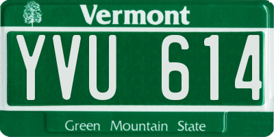 VT license plate YVU614