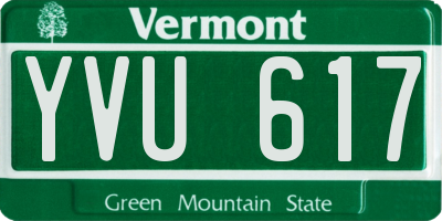VT license plate YVU617