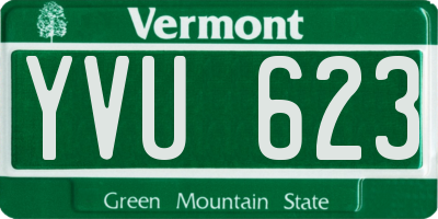 VT license plate YVU623