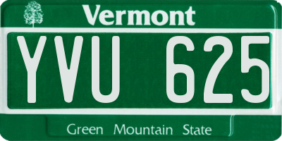VT license plate YVU625