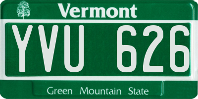 VT license plate YVU626