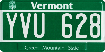 VT license plate YVU628