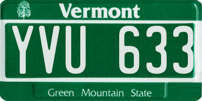 VT license plate YVU633