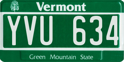 VT license plate YVU634