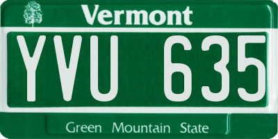 VT license plate YVU635