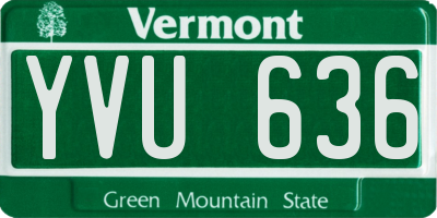 VT license plate YVU636