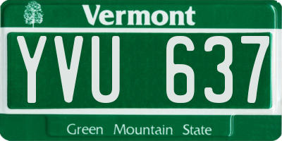 VT license plate YVU637