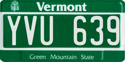 VT license plate YVU639