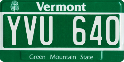VT license plate YVU640