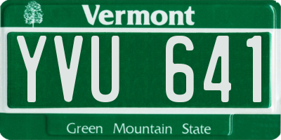 VT license plate YVU641