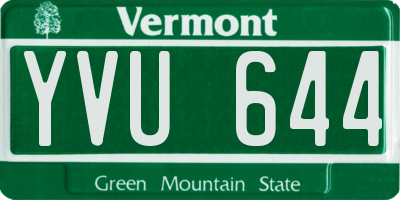 VT license plate YVU644