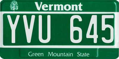 VT license plate YVU645