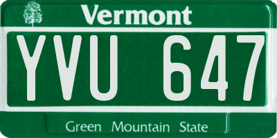 VT license plate YVU647