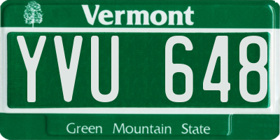 VT license plate YVU648