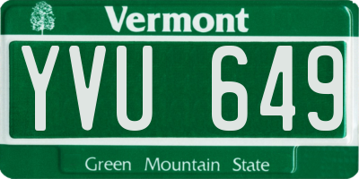 VT license plate YVU649