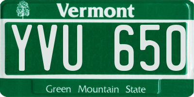 VT license plate YVU650