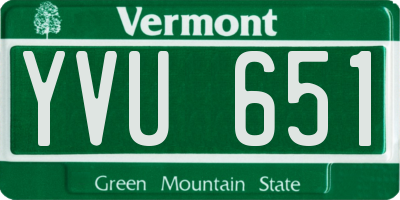 VT license plate YVU651