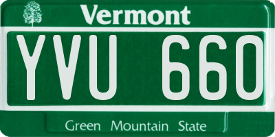 VT license plate YVU660