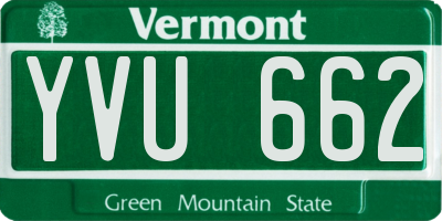 VT license plate YVU662