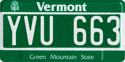 VT license plate YVU663